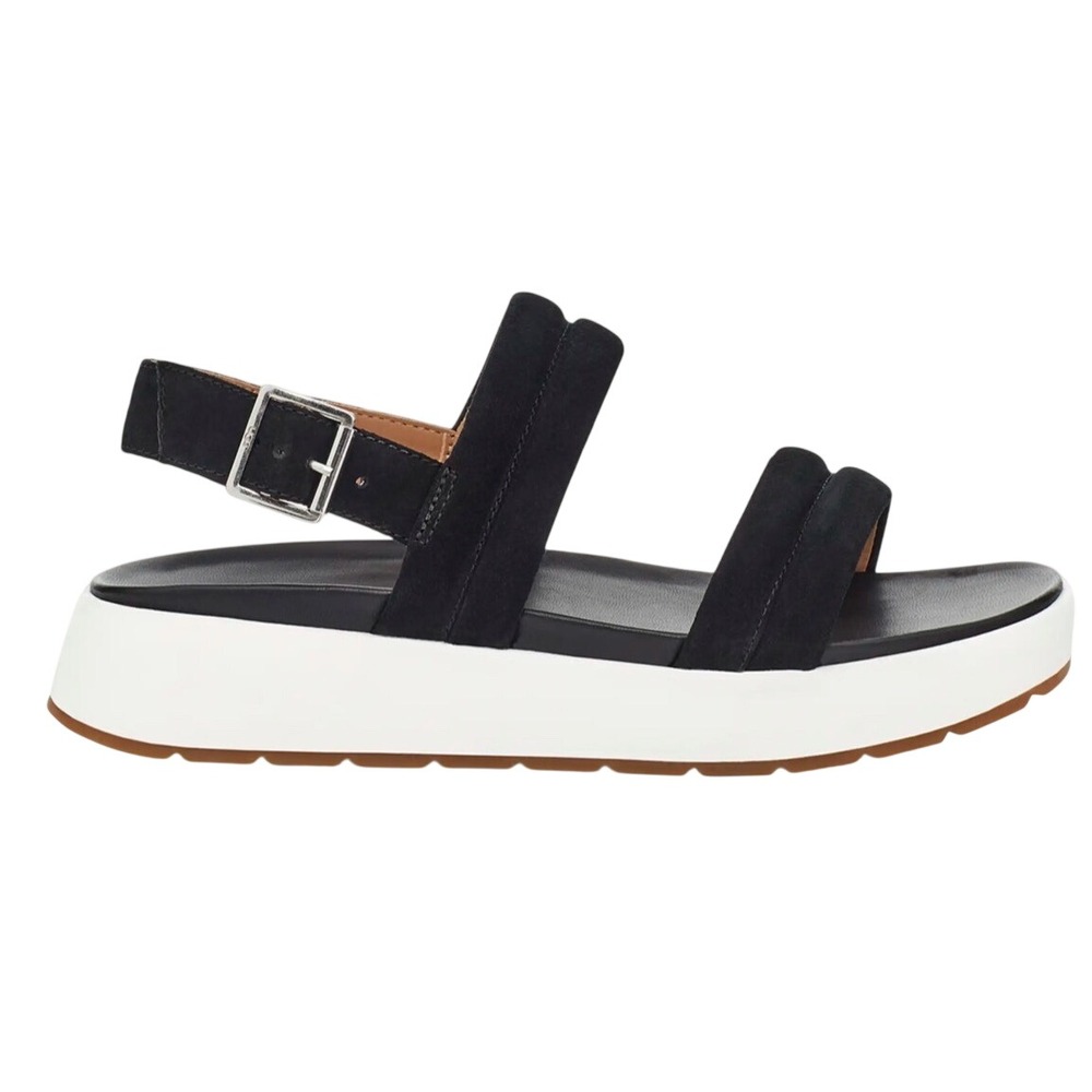 UGG Lynnden Padded Strappy Slingback Platform Sandal Black Size 6.5 Sporty Beach